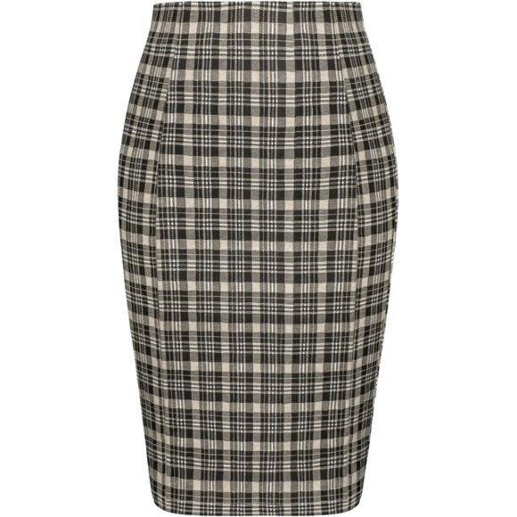 Womens Knee Length Elastic Waist Stretchy Skirt Plaid2 - Picture 1 of 5